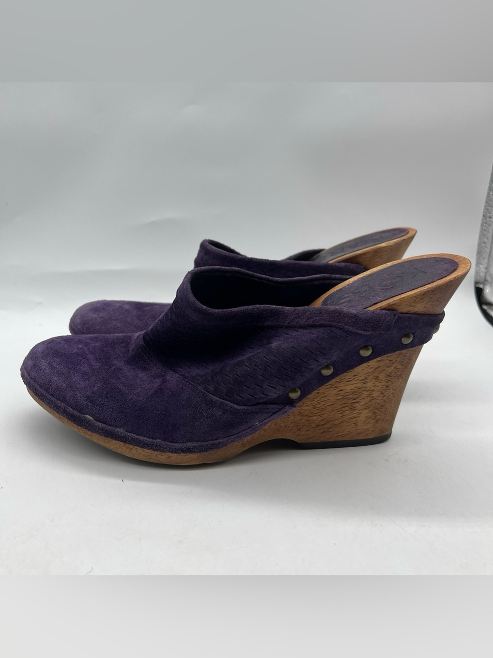 Women’s Michael Kors Purple Wedge Wood Clogs Sz 7.5